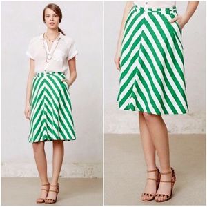 Anthropologie Striped Midi Skirt with Pockets